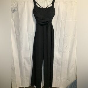 HALARA Black Strappy Wide-Leg Jumpsuit